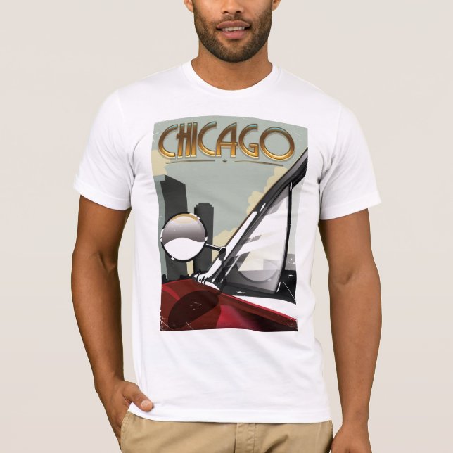 T-shirts Poster de viagens automático da cidade de Chicago (Frente)