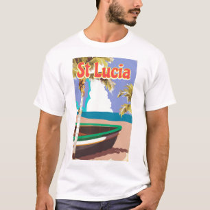 T-shirts Poster de viagens da praia do vintage de St Lucia