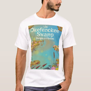 T-shirts Poster de viagens de desenho do Okefenokee Swamp