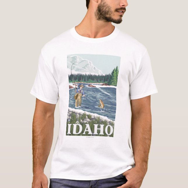 T-shirts Poster de viagens de FishermanIdahoVintage da (Frente)