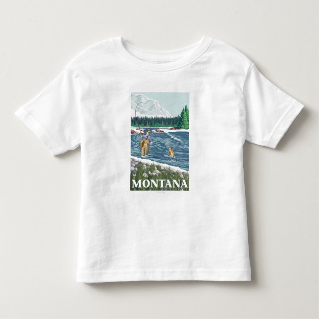 T-shirts Poster de viagens de FishermanMontanaVintage da (Frente)