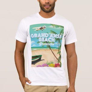 T-shirts Poster de viagens de praia de Grande Anse, Granada