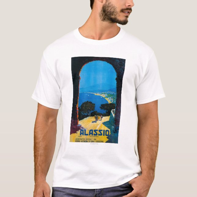 T-shirts Poster de viagens ocidental de Riviera do italiano (Frente)