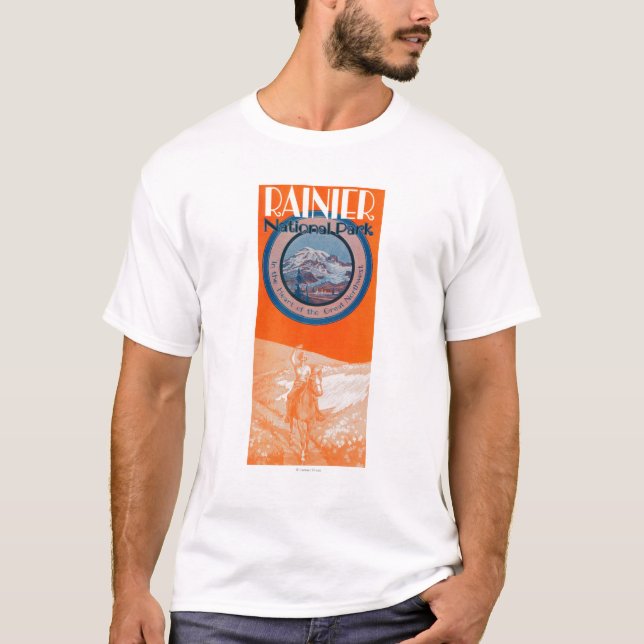 T-shirts Poster do Monte Rainier - equitação (Frente)