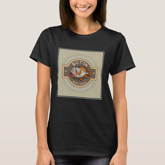 T-shirts Poster grande do bar e grill dos peixes (Frente)