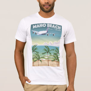 T-shirts Poster plano de St Martin da praia de Maho
