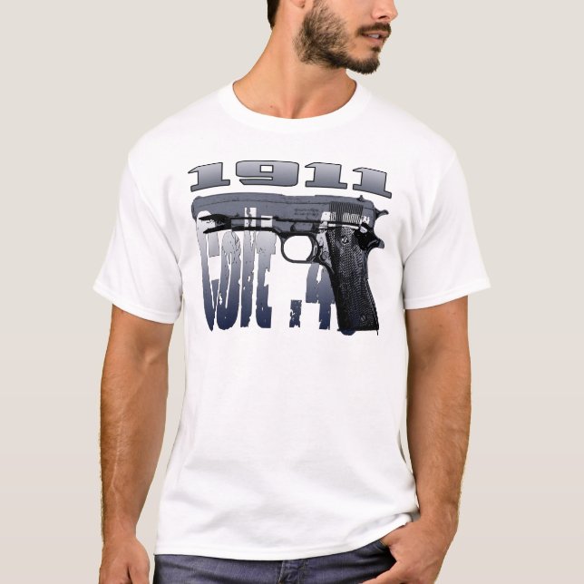 T-shirts Potro 1911 .45 design semiautomático do calibre (Frente)