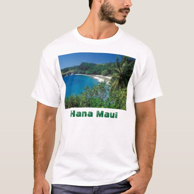 T-shirts Praia Havaí de Hana Maui Hamoa (Frente)