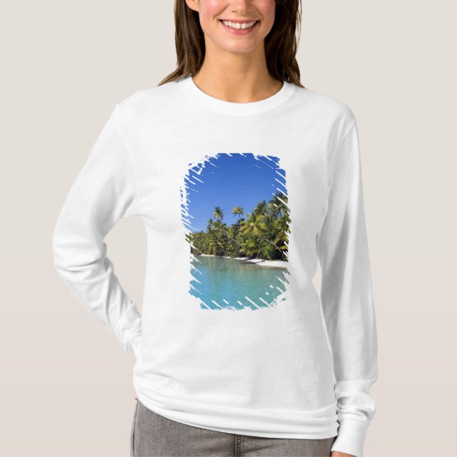 T-shirts Praia ladeada por palmeiras Ilhas Cook 2 (Frente)
