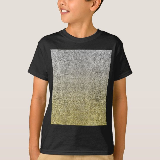 T-shirts Prateado de queda e gradiente de brilho Dourado (Frente)