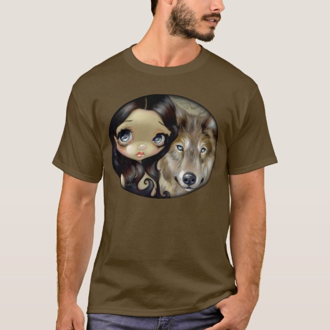 T-shirts Prateie a arte grande Eyed do olho do cão da (Frente)