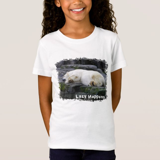 T-shirts Preguiçoso Acontece Urso Polar (Frente)
