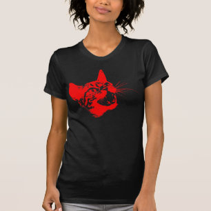 T-shirts Presas assustadores más ferozes do rosnado do gat