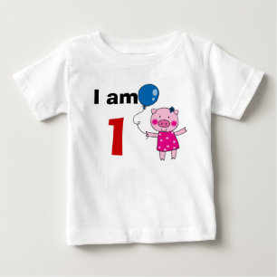 T-shirts Presente de menina de 1 ano (porco giro)
