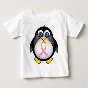 T-shirts Presente de Penguin de Fita Rosa de Câncer da Mama