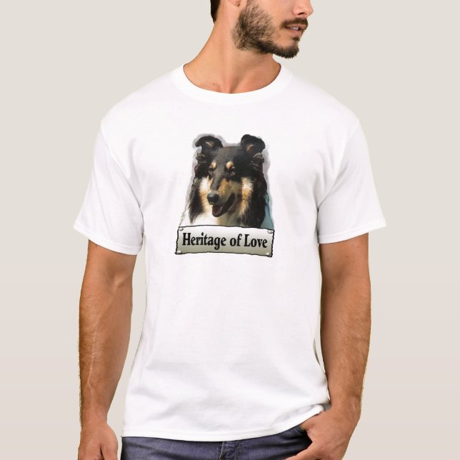 T-shirts Presentes ásperos do Collie da tri cor (Frente)