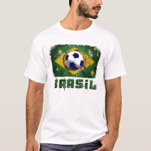 T-shirts Presentes da bandeira do futebol de Brasil do