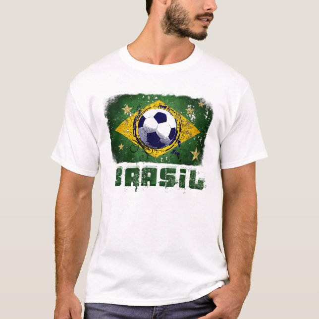 T-shirts Presentes da bandeira do futebol de Brasil do (Frente)