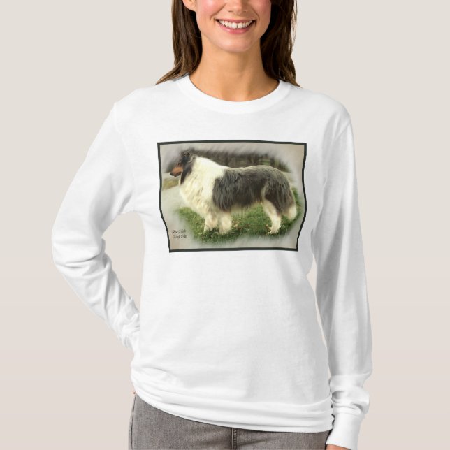 T-shirts Presentes de Collie Rough Rough Blue (Frente)