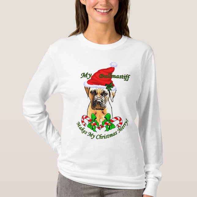 T-shirts Presentes de Natal Bullmastiff (Frente)