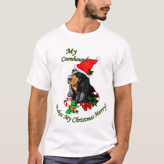 T-shirts Presentes de Natal de Black and Tan Coonhound (Frente)