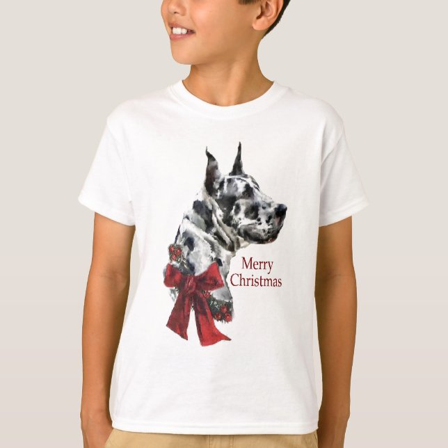 T-shirts Presentes de Natal de Harlequin Great Dane (Frente)