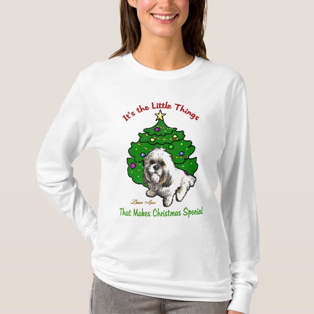 T-shirts Presentes de Natal de Lhasa Apso (Frente)