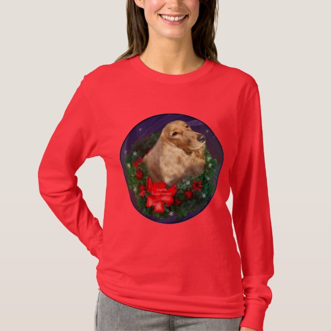 T-shirts Presentes de Natal em Inglês Cocker Spaniel (Frente)