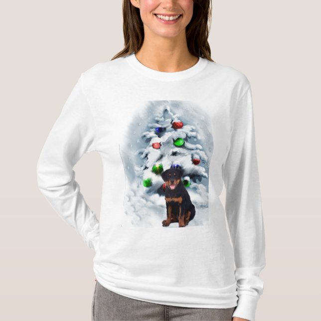 T-shirts Presentes de Natal Rottweiler (Frente)