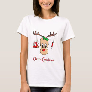 T-shirts Presentes do Natal da rena de Phlebotomist
