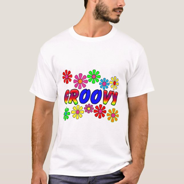 T-shirts Presentes retros de flower power dos anos 70 (Frente)
