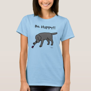 T-shirts Preto amigável Labrador dos desenhos animados do