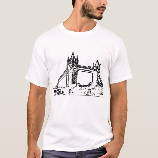 T-shirts Preto branco da ponte de Inglaterra Londres o (Frente)