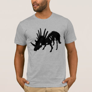 T-shirts Preto do esqueleto do dinossauro do Styracosaurus