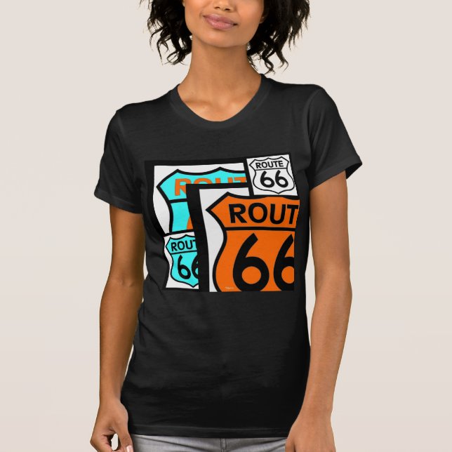 T-shirts Preto do protetor da mistura da rota 66 (Frente)