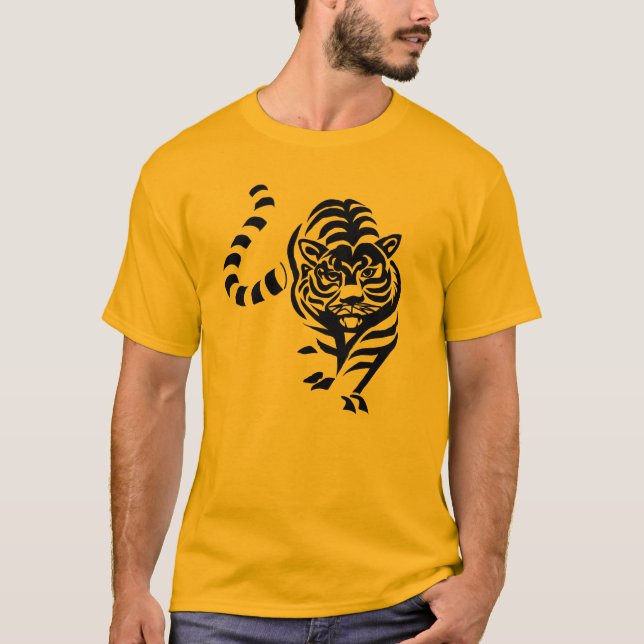 T-shirts Preto e amarelo do tigre (Frente)