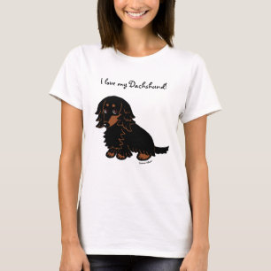 T-shirts Preto e Dachshund de cabelos compridos 3 de Tan