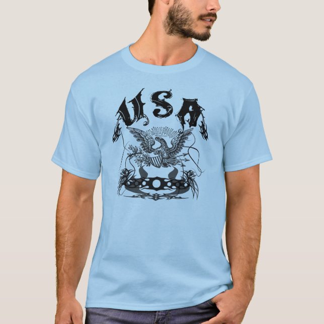 T-shirts Preto tribal dos EUA (Frente)