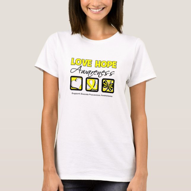 T-shirts Prevenção do suicídio da consciência da esperança (Frente)