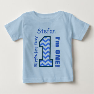 T-shirts primeiro aniversario Boy CHEVRON Um Ano Nome Perso