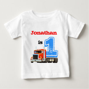 T-shirts Primeiro aniversario De Caminhão Vermelho De Cama