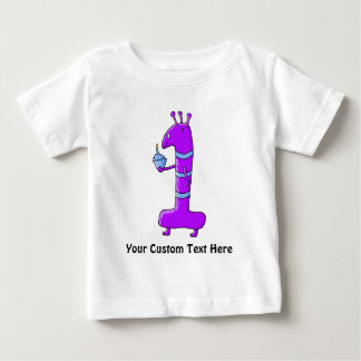 T-shirts Primeiro aniversario. Desenhos animados no roxo