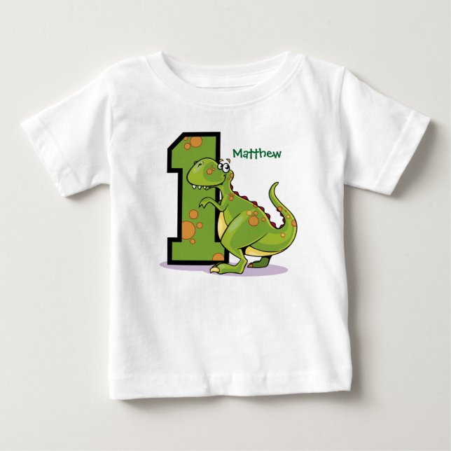 T-shirts primeiro aniversario Dinossauro Personalizado (Frente)