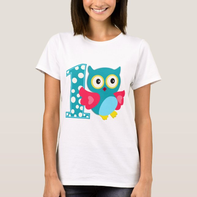 T-shirts Primeiro aniversário Feliz Coruja (Frente)
