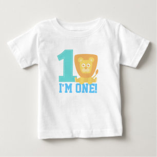 T-shirts Primeiro Aniversário, Sou Um, Leão Fofo