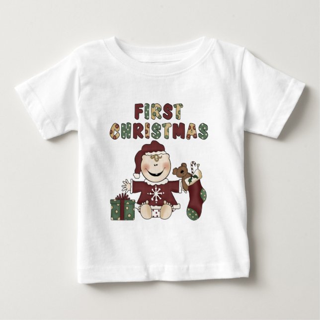 T-shirts Primeiro Natal das Meninas Férias (Frente)
