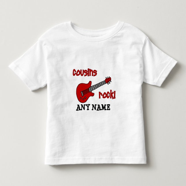 T-shirts Primos Rock! Com Violão Vermelho (Frente)