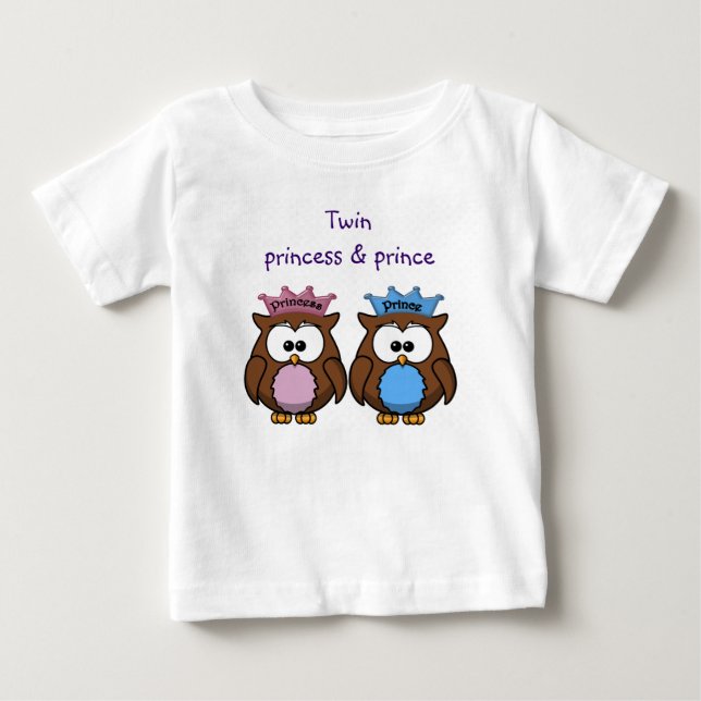 T-shirts princesa e príncipe da coruja gêmea (Frente)