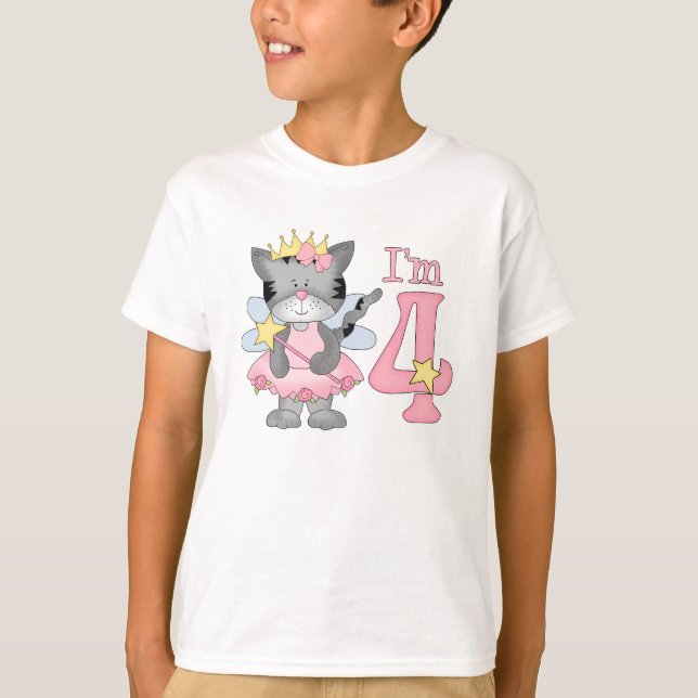 T-shirts Princesa Gatinho 4º Aniversário (Frente)