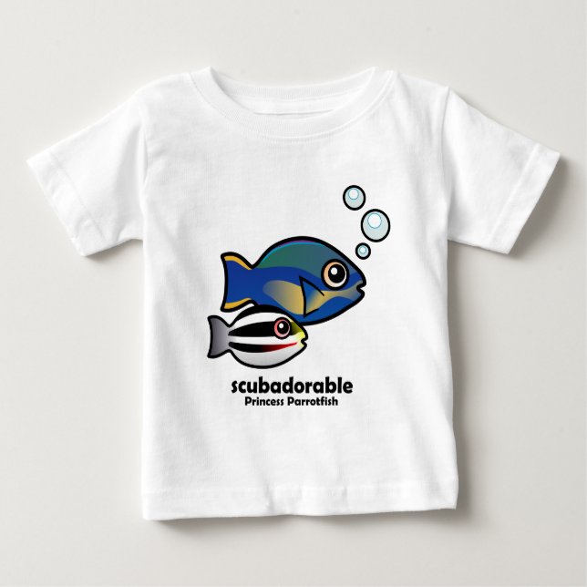 T-shirts Princesa Parrotfish com bebê (Frente)